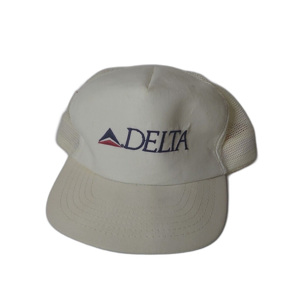Vtg Delta Airplane Trucker snapback 80s 90s  Hat